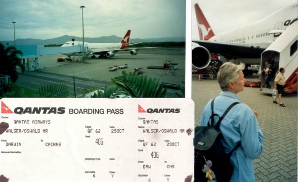 Westaustralien Rundreise, Darwin, Flug nach Singapur, QANTAS, Boarding Pass