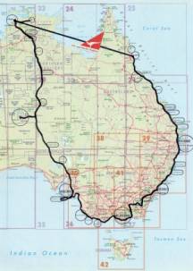 Australien Rundreise, Landkarte von unserer Rundreise, Reiseroute