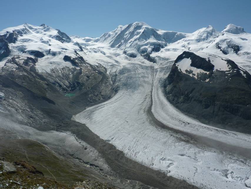 Schweiz Rundreise, Gornergletscher im Monte Rosa Massiv