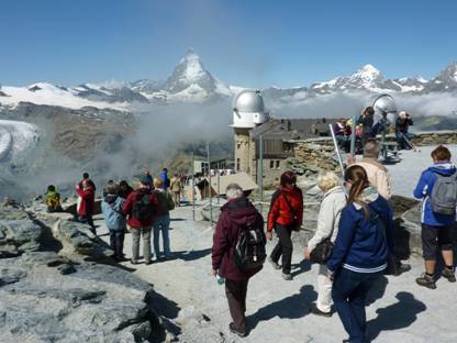 Schweiz Rundreise, Gornergrat, Abgang zum Riffelsee, Blick auf das Matterhorn